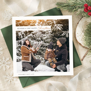 Rustic Modern Christmas Two Photo Squared Holiday Card