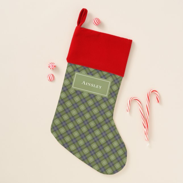 Rustic Modern Classic Plaid Christmas Christmas Stocking (Front)