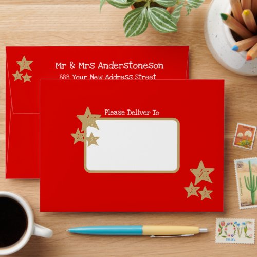 Rustic Modern Classic Red Merry Christmas Card Envelope