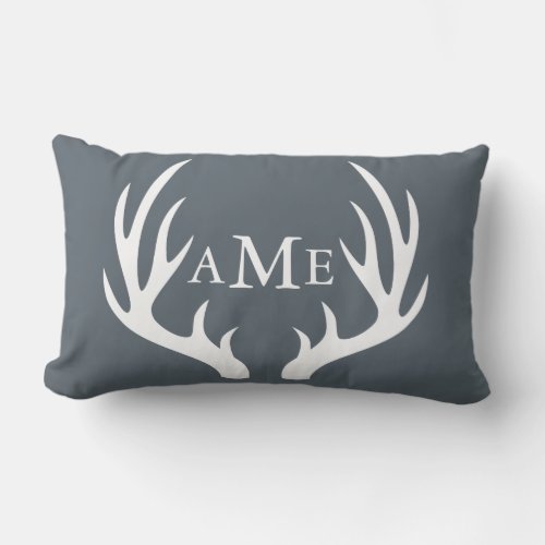 Rustic Modern Country Deer Antlers Personalized Lumbar Pillow