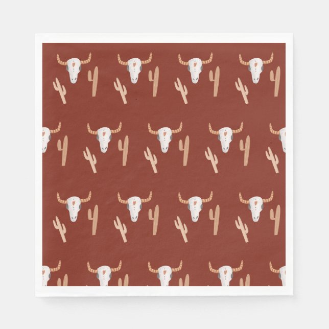 Rustic Modern Cowboy Cactus Beer Boy Baby Shower  Napkins (Front)