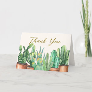 Rustic Modern Desert Cactus Garden Baby Shower Letterpress Thank You Card
