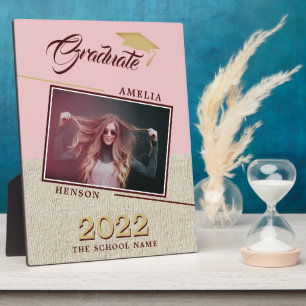 Rustic Modern Dusty Pink Grad Photo Graduation Plaque