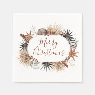 Rustic Modern Earthy Neutral Merry Christmas Napkins