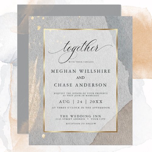 Rustic Modern Earthy Watercolor on Stone Texture Invitation