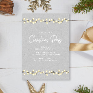Rustic Modern Elegant Christmas Lights Party Invitation