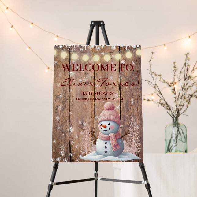 Rustic Modern Elegant Snowman Baby Shower Foam Board (In Situ (Stand))