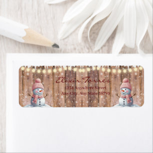 Rustic Modern Elegant Snowman Baby Shower Label