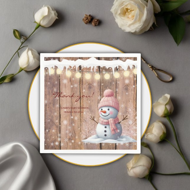 Rustic Modern Elegant Snowman Baby Shower Napkins (Creator Uploaded)