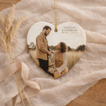 Rustic Modern Engagement Photo Heart Keepsake