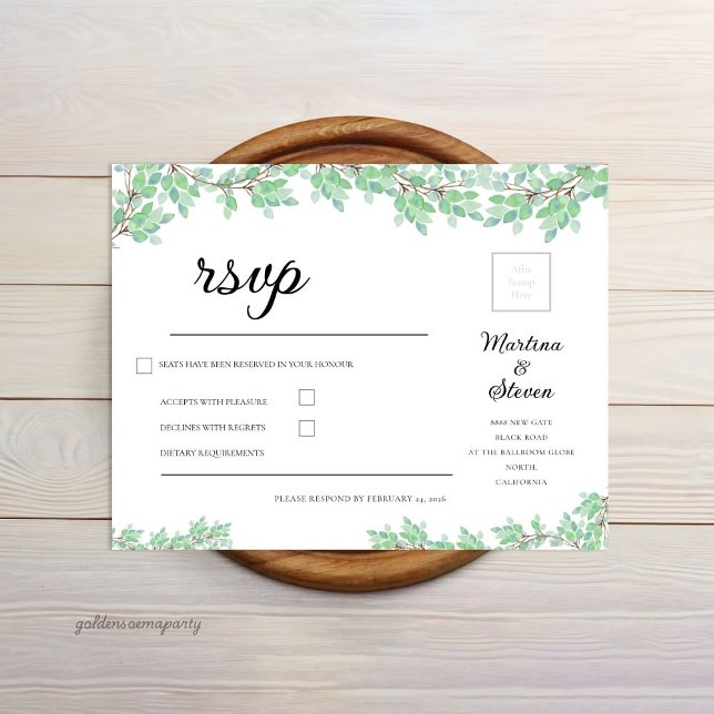 Rustic Modern Eucalyptus Greenery Wedding RSVP Card (Rustic Modern Eucalyptus Greenery Wedding RSVP Card)