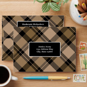 Rustic Modern Fall Brown Tartan Plaid Personalized Envelope