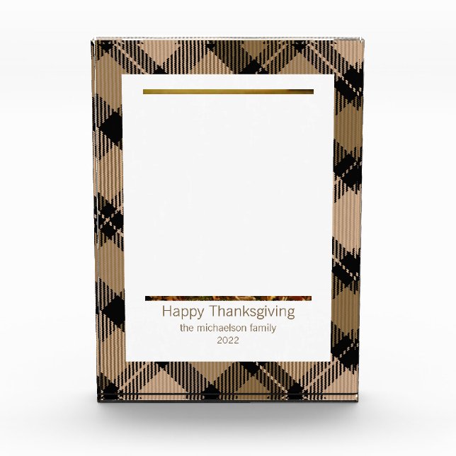 Rustic Modern Fall Brown Tartan Plaid  Photo Block (Front)
