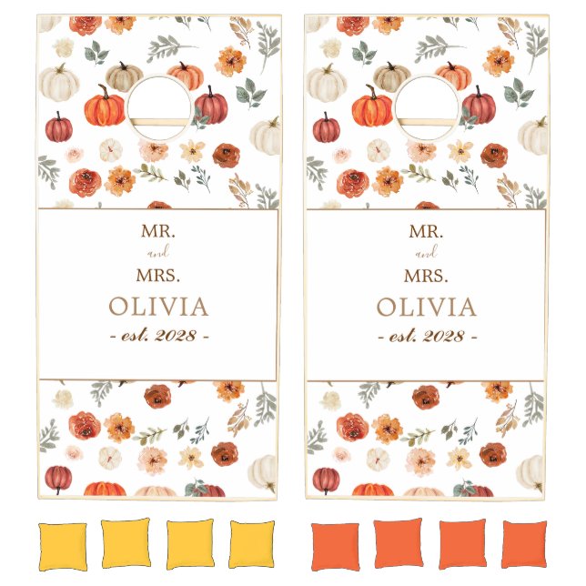 Rustic Modern Fall Pumpkin Baby Shower Cornhole Set (Set)