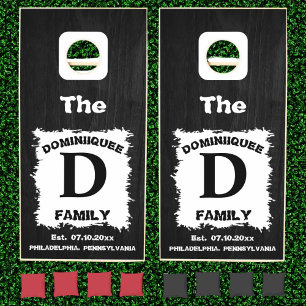 Rustic Modern Family Monogram Wood Personalized Cornhole Set