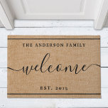 Rustic Modern Family Name Monogram Welcome Doormat at Zazzle