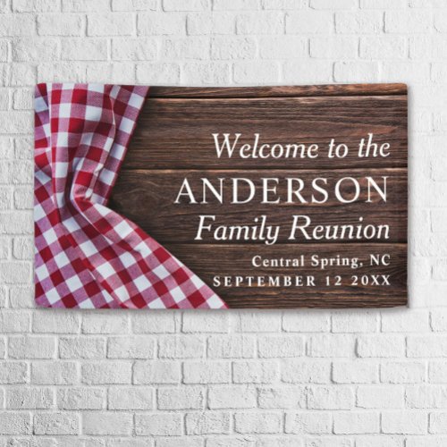Rustic Modern Family Reunion Picnic BBQ Party Tree Banner