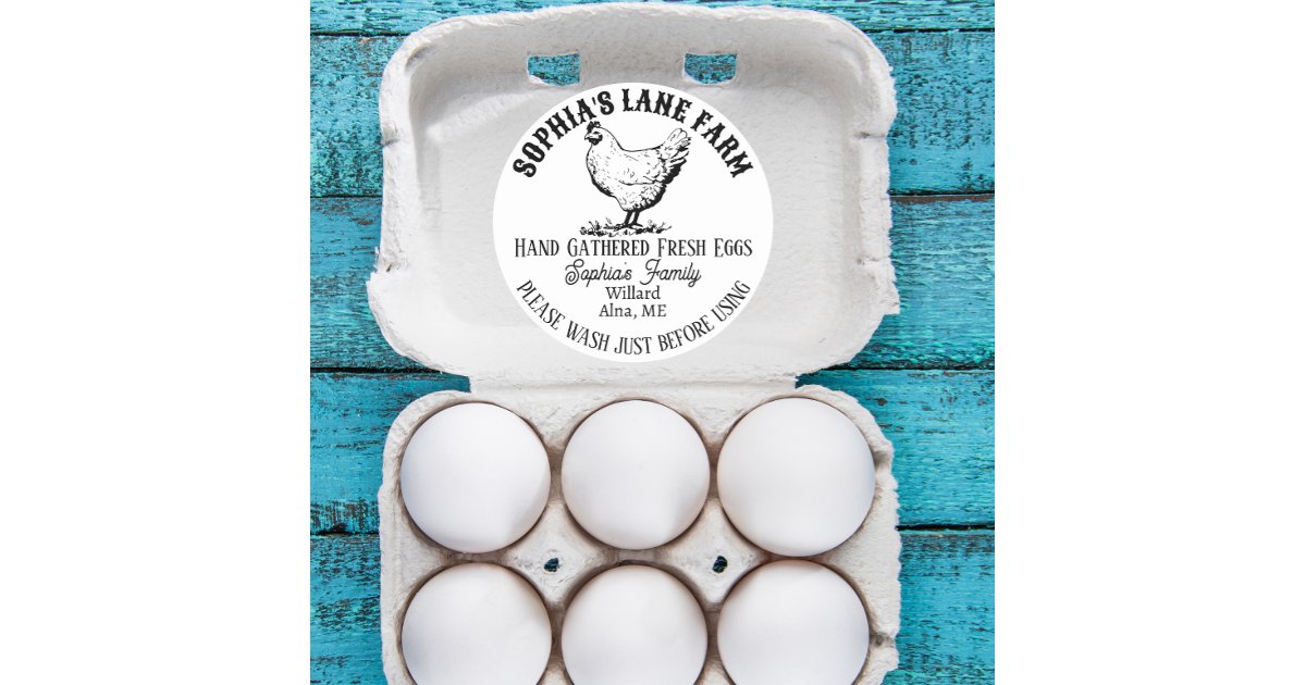 Farm Name Sticker Rustic Modern Farm Name With Chicken Illustration Classic Round Sticker ...