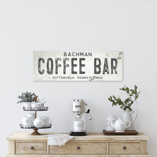 Rustic Modern Farmhouse Coffee Bar & City Canvas Print (Creator Uploaded)