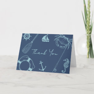 Rustic Modern Fishing Nautical Boy Baby Shower  Letterpress Thank You Card