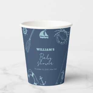 Rustic Modern Fishing Nautical Boy Baby Shower Paper Cups
