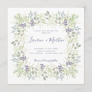 Rustic modern floral and olives watercolor Wedding Invitation