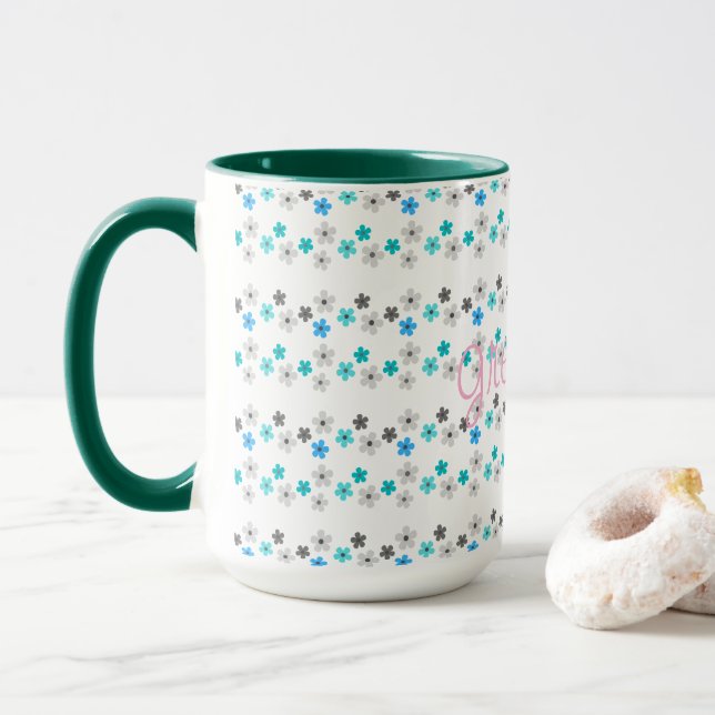 Rustic Modern Floral  Pattern Mug (With Donut)