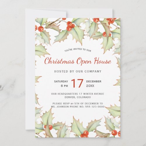 Rustic modern floral winter Christmas open house