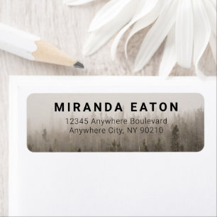 Rustic Modern Forest Misty Landscape Return Addres Label