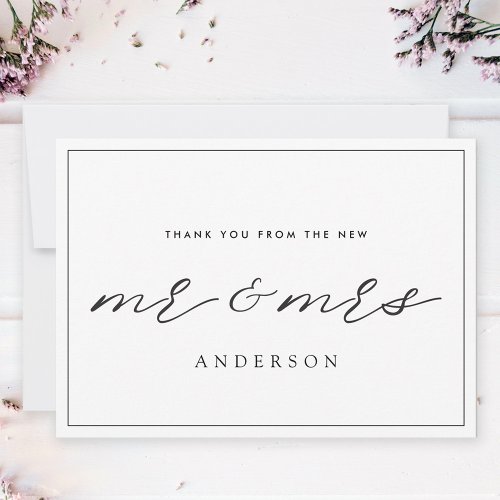 Rustic Modern From the New Mr and Mrs Wedding  Thank You Card