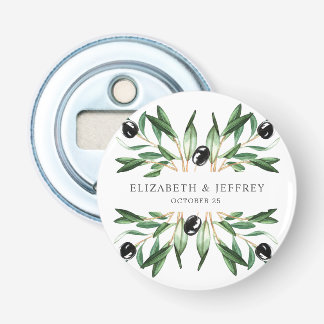 Rustic Modern Geometric Olive Branches Wedding Bottle Opener