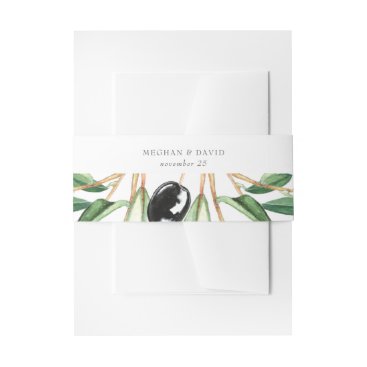 Rustic Modern Geometric Olive Branches Wedding Invitation Belly Band