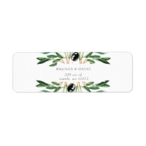 Rustic Modern Geometric Olive Branches Wedding Label