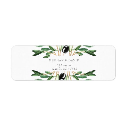 Rustic Modern Geometric Olive Branches Wedding Label