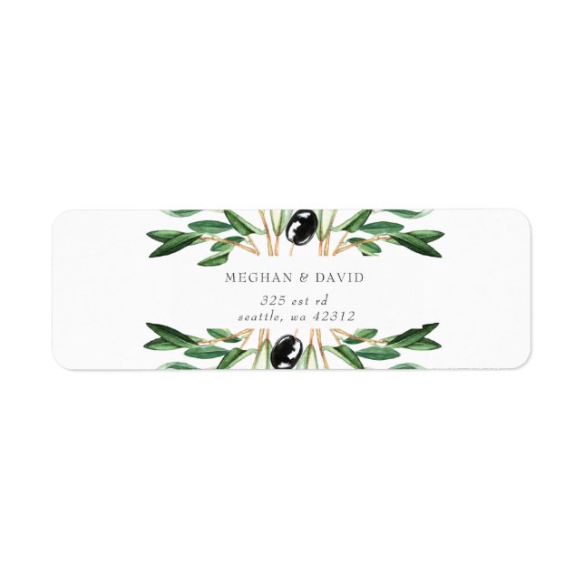 Rustic Modern Geometric Olive Branches Wedding Label (Front)