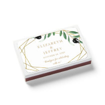 Rustic Modern Geometric Olive Branches Wedding  Matchboxes