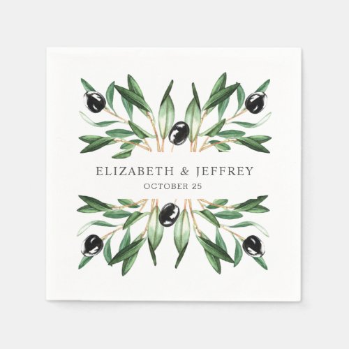 Rustic Modern Geometric Olive Branches Wedding Nap Napkins