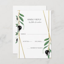 Rustic Modern Geometric Olive Branches Wedding RSVP Card