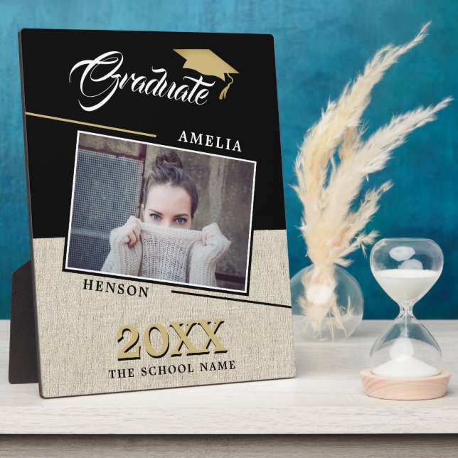 Rustic Modern Graduate Photo Graduation  Plaque (Side)
