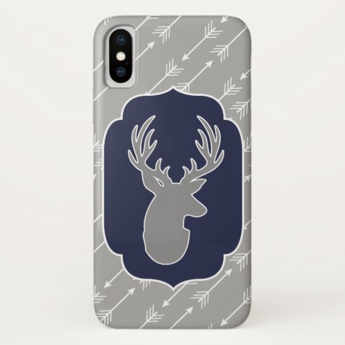 Rustic Modern Gray Deer  White Arrows iPhone X Case