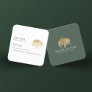 Rustic Modern Green & Gold Willow Tree Logo Business Card