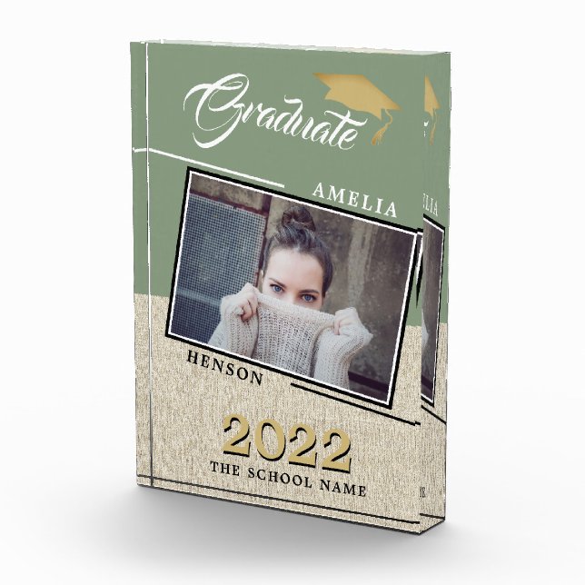 Rustic Modern Green Graduate Graduation  Photo Block (Right)