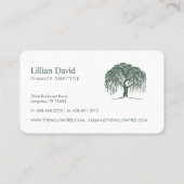 Rustic Modern Green & White Willow Tree Logo Business Card (Back)
