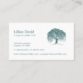 Rustic Modern Green Willow Tree Logo Business Card (Back)