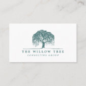 Rustic Modern Green Willow Tree Logo Business Card (Front)