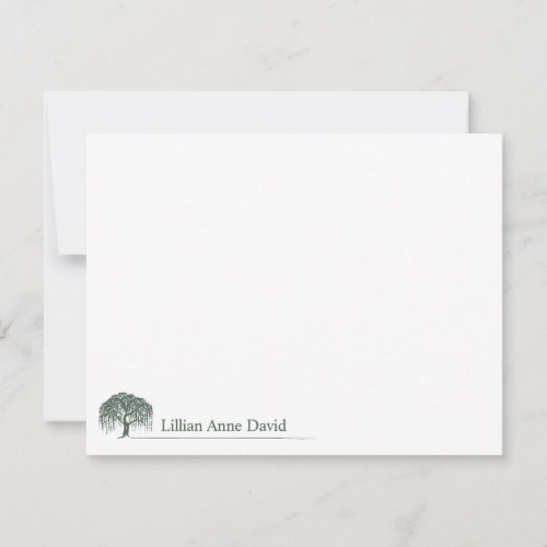 Rustic Modern Green Willow Tree Logo Personalized Note Card