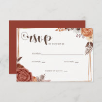 Rustic Modern Handwritten Script Fall Wedding RSVP Card