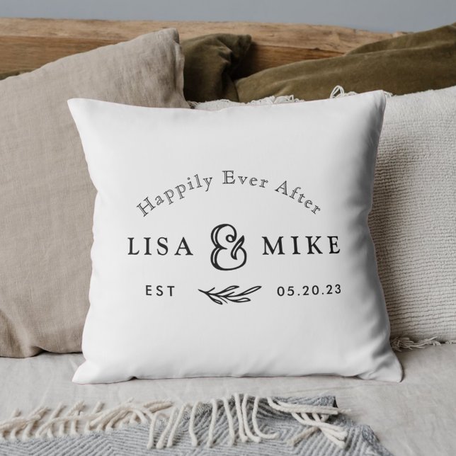 Rustic Modern Happily Ever After Wedding Gift Throw Pillow (Creator Uploaded)