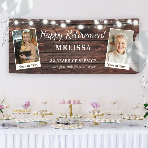 Rustic Modern Happy Retirement Custom Name Photos  Banner