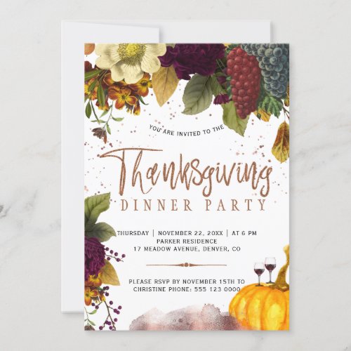 Rustic modern harvest Thanksgiving dinner party Invitation